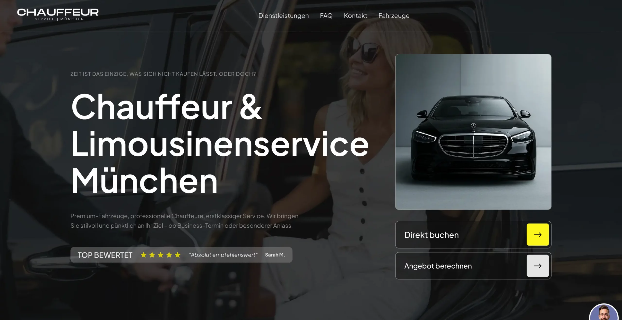 Eleganter Chauffeurservice in München mit Premium-Limousinen – stilvolle Ankunft für Geschäftsreisen, Flughafentransfers und Events.